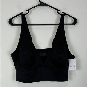 NWT Auden XXL Unlined Long Lined Bralette Black Adjustable Pullover